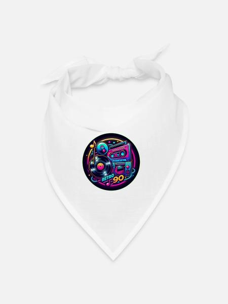 Retro 90s Logo - Bandana Dreieckstuch - Weiß