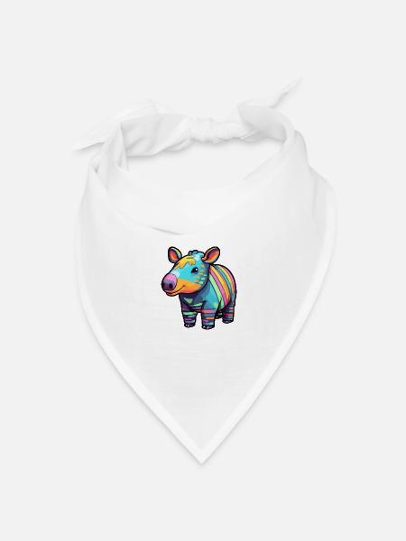 Tapir Buntes Aquarell Cartoon Kawaii Tier - Bandana Dreieckstuch - Weiß