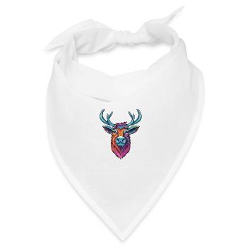 Karibu buntes Aquarell Cartoon Kawaii Tier - Bandana Dreieckstuch - Weiß - Vorne
