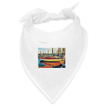 Segelboot am Ponton - Bandana Dreieckstuch - Weiß - Vorne