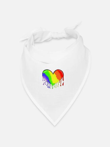 Regenbogenherz - Bandana Dreieckstuch - Weiß