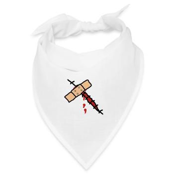 wunde mit pflaster - Bandana Dreieckstuch - Weiß - Vorne