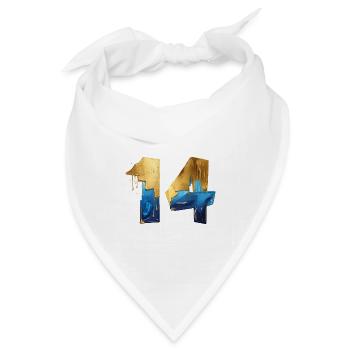 NR. 14 NUMMER 14 COOL 14. GEBURTSTAG - Bandana Dreieckstuch - Weiß - Vorne