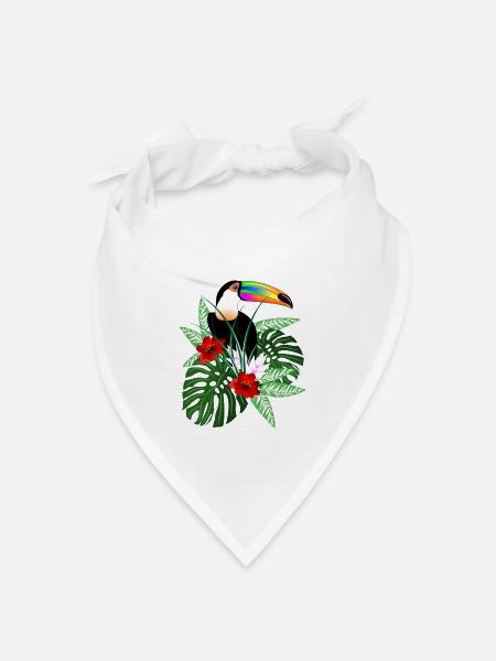 Vogel Tukan - Bandana Dreieckstuch - Weiß
