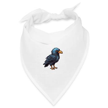 Rabenkarikatur Kawaii Aquarellillustration - Bandana Dreieckstuch - Weiß - Vorne