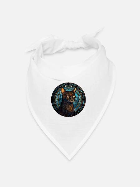 Asiatische Katzenrasse Aquarellglas - Bandana Dreieckstuch - Weiß