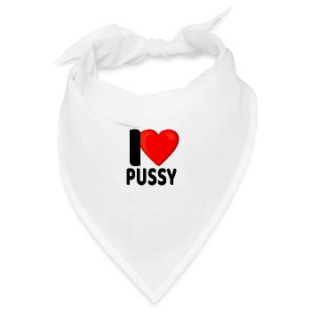 I Love Pussy Ich Liebe Mösen Lesbe Lesbisch Lesbe - Bandana Dreieckstuch - Weiß - Vorne
