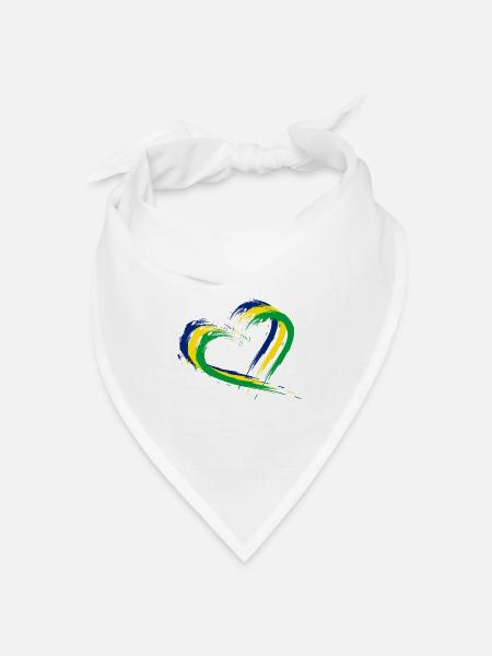 Herz Bürste Flagge Brasilien Fahne Farben Vektor - Bandana Dreieckstuch - Weiß