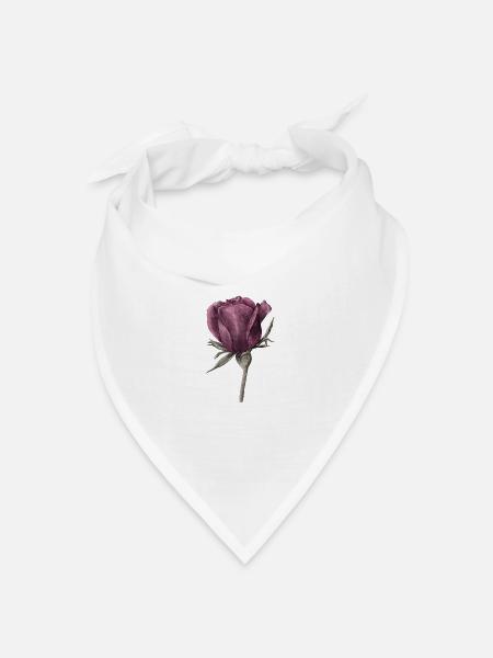 Rose Blume - Bandana Dreieckstuch - Weiß