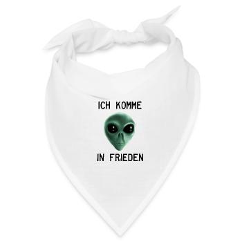 Ich komme in Frieden - Grüner Alien - Bandana Dreieckstuch - Weiß - Vorne