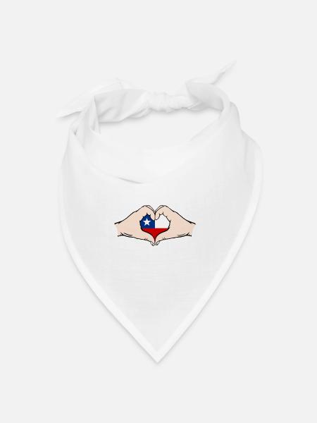 Chile Herzform mit Hände - Bandana Dreieckstuch - Weiß