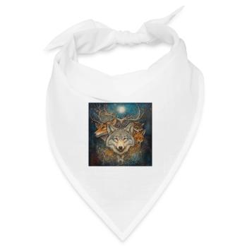 Esoterik Spiritualität Mystik Wolf, Fuchs, Hirsch, - Bandana Dreieckstuch - Weiß - Vorne