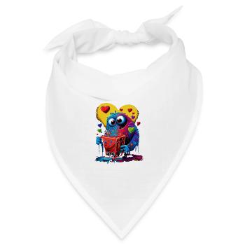 Süsses Herz Monster - Bandana Dreieckstuch - Weiß - Vorne