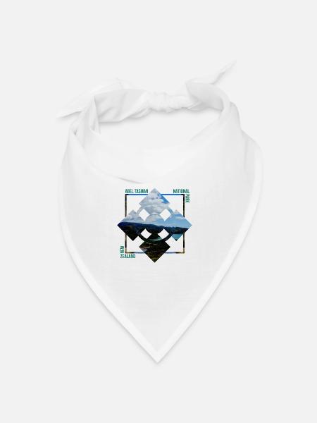 Türkisblaue Abel Tasman Traumbucht - Bandana Dreieckstuch - Weiß