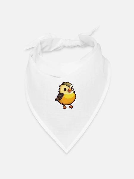 Meise Vogel Karikatur Kawaii Aquarell Illustration - Bandana Dreieckstuch - Weiß