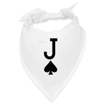 Poker Spielkarte - Pik Bube / Joker - Bandana Dreieckstuch - Weiß - Vorne