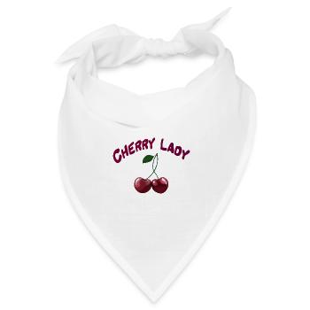 Cherry Lady - Kirschen im Rockabilly Stil - Bandana Dreieckstuch - Weiß - Vorne