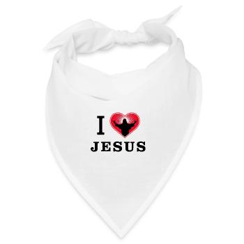 I love Jesus - Herz mit Jesus Silhouette - Bandana Dreieckstuch - Weiß - Vorne