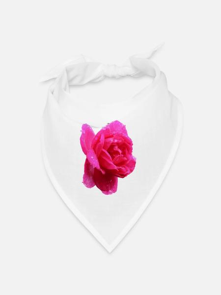rosa Rose - Bandana Dreieckstuch - Weiß