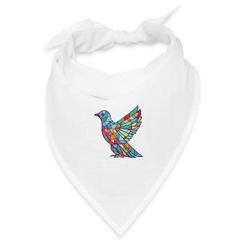 Taube Buntes Aquarell Tier Haustier Illustration - Bandana Dreieckstuch - Weiß - Vorne