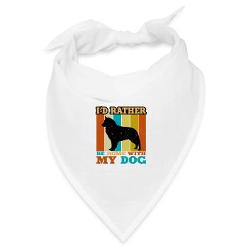 Böhmischer Schäferhund Liebe Silhouette Retro Sonnenuntergang - Bandana Dreieckstuch - Weiß - Vorne