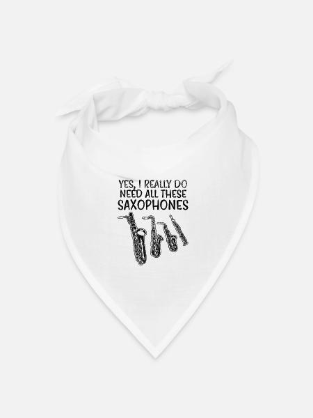 Saxophone Arten - Bandana Dreieckstuch - Weiß
