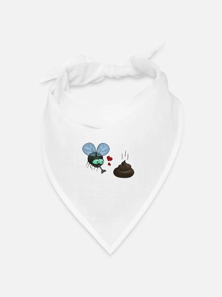 Verliebte Fliege mit Herzen und Kackhaufen - Bandana Dreieckstuch - Weiß