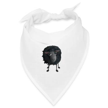 Schwarzes Schaf - Flauschige Illustration - Bandana Dreieckstuch - Weiß - Vorne
