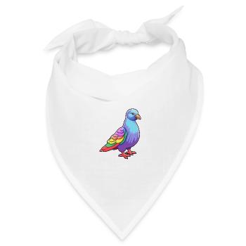 Taube buntes Aquarell Cartoon Kawaii Tier - Bandana Dreieckstuch - Weiß - Vorne