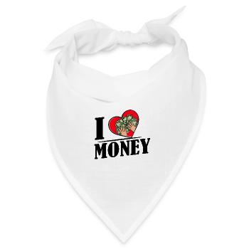 I love Money - Herz mit Geldscheinen - Bandana Dreieckstuch - Weiß - Vorne