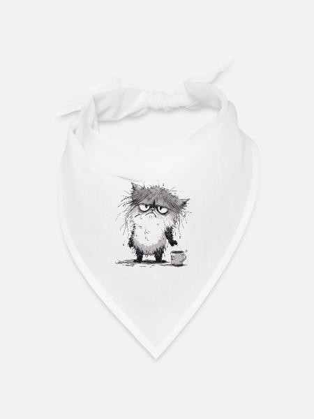 Grantige Katze - Bandana Dreieckstuch - Weiß