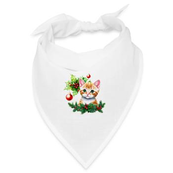Eine entzückende Katze mit vor Neugier funkelnden Augen - Bandana Dreieckstuch - Weiß - Vorne