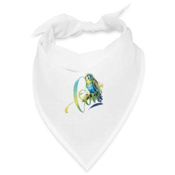 Wellensittich blau grün Zeichnung aquarell - Bandana Dreieckstuch - Weiß - Vorne