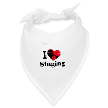 I love Singing - Herz mit Sängerin Silhouette - Bandana Dreieckstuch - Weiß - Vorne