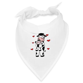 Kuh Familie Bauernhof Kühe Herz Geschenk - Bandana Dreieckstuch - Weiß - Vorne