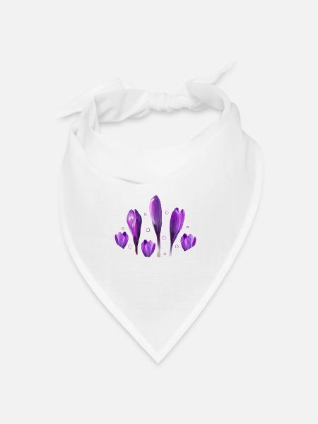 Krokusse Frühling Frühlingsboten - Bandana Dreieckstuch - Weiß