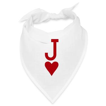 Poker Spielkarte - Herz Bube - Bandana Dreieckstuch - Weiß - Vorne