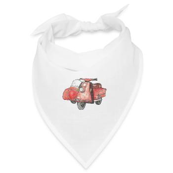 Vintage Roller mit Beiwagen - Bandana Dreieckstuch - Weiß - Vorne