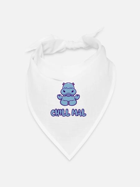 Chill Mal Hippo Meditation - Bandana Dreieckstuch - Weiß