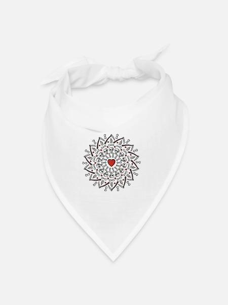 Totenkopf Mandala - Bandana Dreieckstuch - Weiß