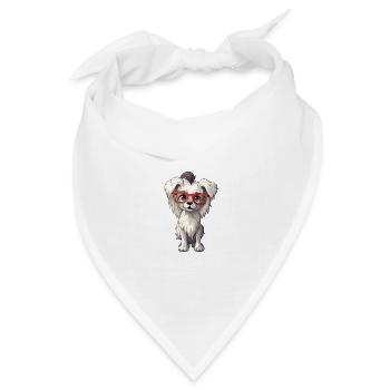 Chinesische Schopfhunderasse Aquarell-Karikatur Kawai - Bandana Dreieckstuch - Weiß - Vorne