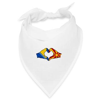 Bosnien Mazedonien Flagge Hände Herzform - Bandana Dreieckstuch - Weiß - Vorne