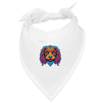 Bunter Hund Buntes Aquarell Tier Cartoon - Bandana Dreieckstuch - Weiß - Vorne