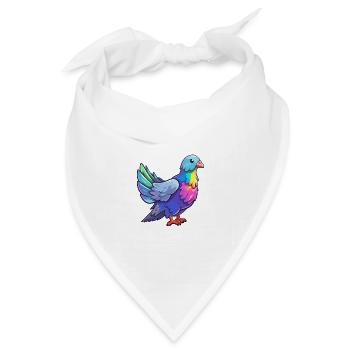 Taube buntes Aquarell Cartoon Kawaii Tier - Bandana Dreieckstuch - Weiß - Vorne