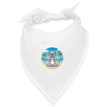 Koala-Karikatur-Yoga-Strand-Sommer-Illustration - Bandana Dreieckstuch - Weiß - Vorne