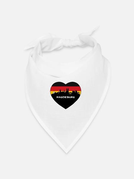 Magdeburg Deutschland Flagge Skyline Reise Souvenir - Bandana Dreieckstuch - Weiß