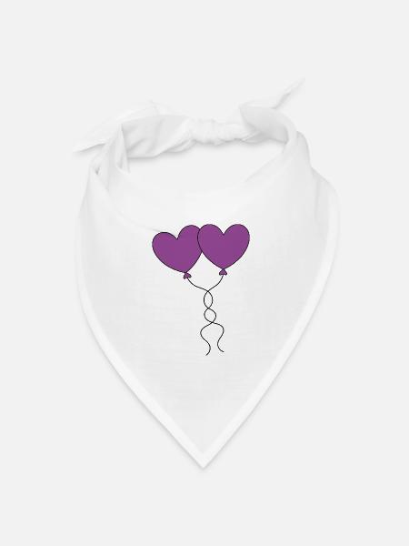 Herz violett Luftballon, Ballon, Geschenk Freunde - Bandana Dreieckstuch - Weiß