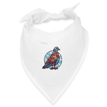Taube Buntes Aquarell Tier Haustier Illustration - Bandana Dreieckstuch - Weiß - Vorne