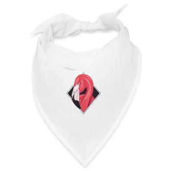 Flamingo im Rahmen - Grafischer Rosa Vogel - Bandana Dreieckstuch - Weiß - Vorne