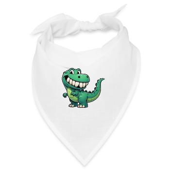 Süßer T-Rex Cartoon schüchtern grinsend - Bandana Dreieckstuch - Weiß - Vorne